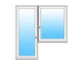 Sestava levých balkonových dveří a jednodílného okna